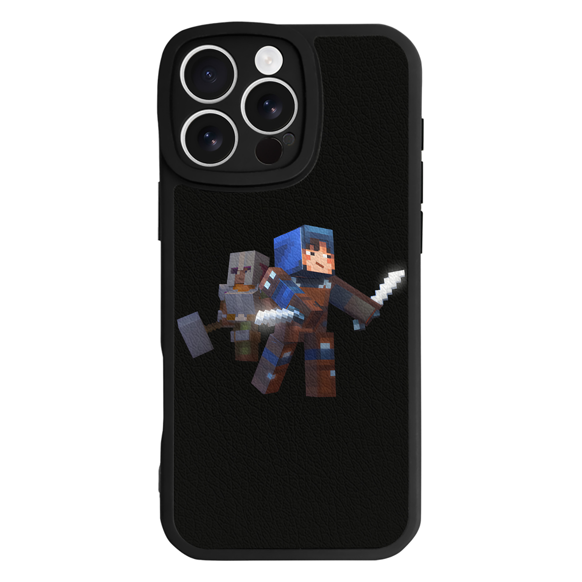 （画像用） マインクラフト ブロックの世界 Minecraft MC Block world 【iPhone 16シリーズ対応】シリコンスマホケース（レザー調） 材質：シリコン